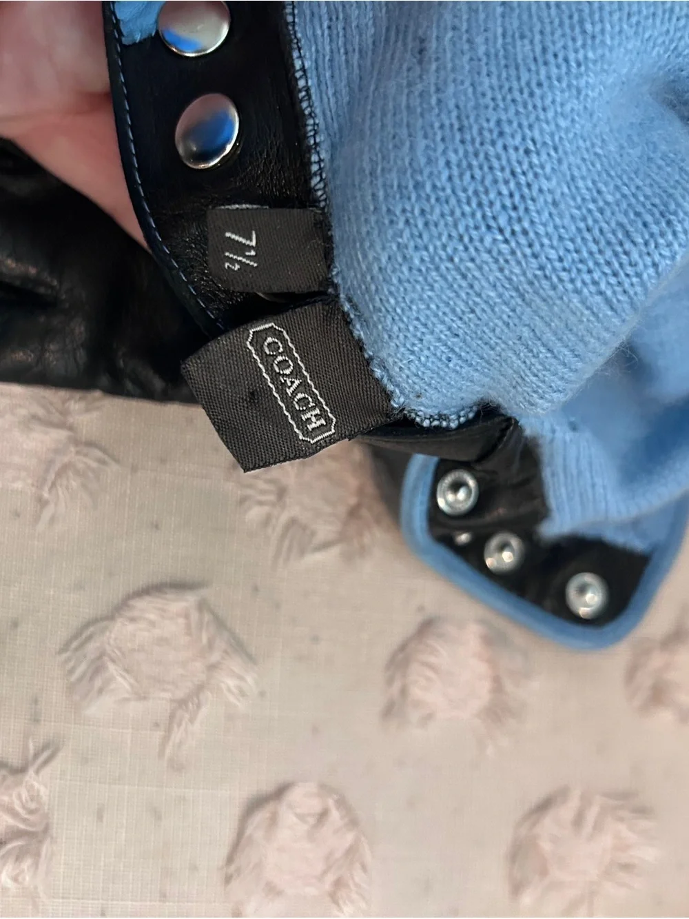 Coach Black Leather Long Gloves with Button Detail